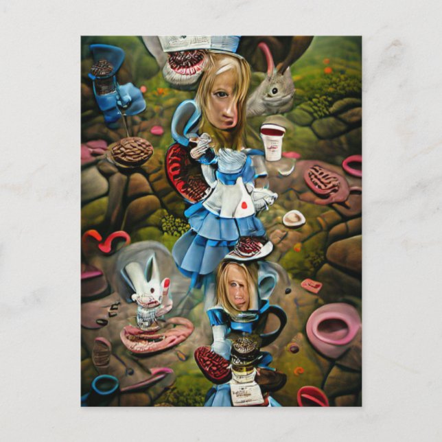 Carte Postale Alice au pays des merveilles IA détraquée  (Devant)