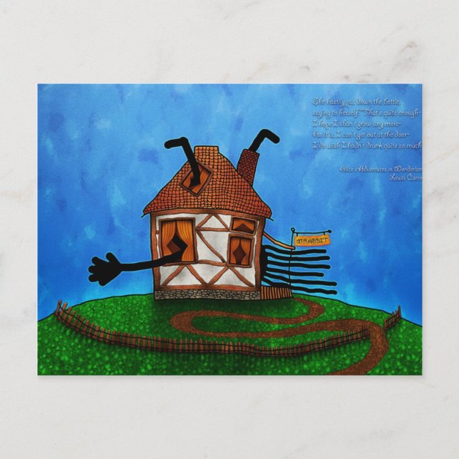 Carte Postale Alice au pays des merveilles - La maison du lapin (Devant)