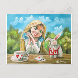 Carte Postale Alice au pays des merveilles lapin blanc Gordon Br