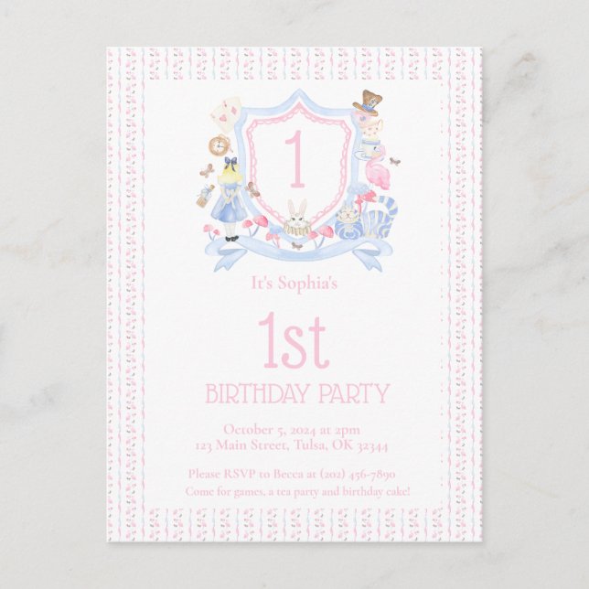 Carte Postale Alice au pays des merveilles Monogram Crest Party (Devant)