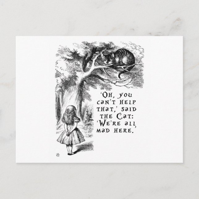 Carte Postale Alice au pays des merveilles - Nous sommes tous fo (Devant)