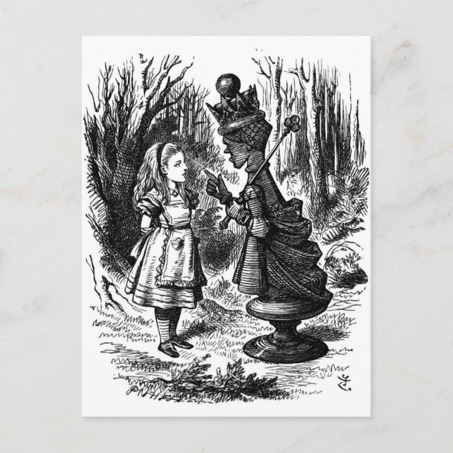 Carte Postale Alice au pays des merveilles rencontre Red Queen C (Devant)