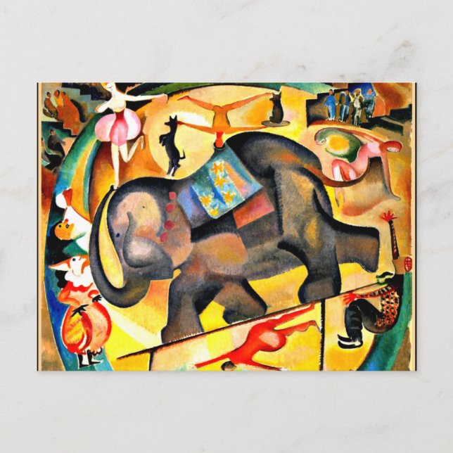 Carte Postale Alice Bailly - L'Éléphant, peinture d'art fin (Devant)