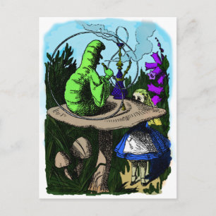 Carte Postale Alice colorée de la chenille au pays des merveille