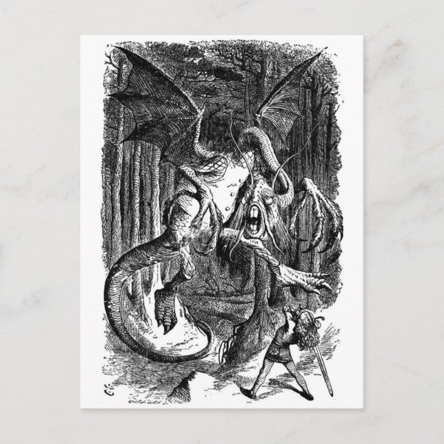 Carte Postale Alice combattant le Jabberwocky (Devant)