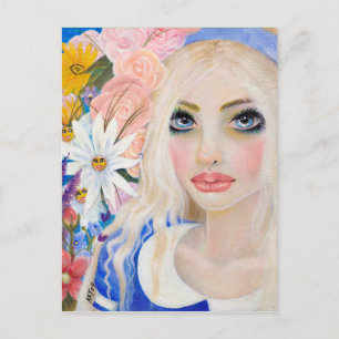 Carte Postale Alice dans le jardin de la peinture de fleurs viva