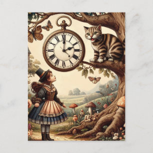 Carte Postale Alice et Chat du Cheshire : Fantaisie merveilleuse