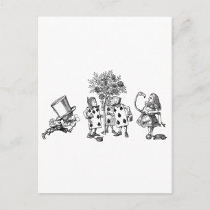 Carte Postale Alice et la Bande des Merveilles en noir et blanc