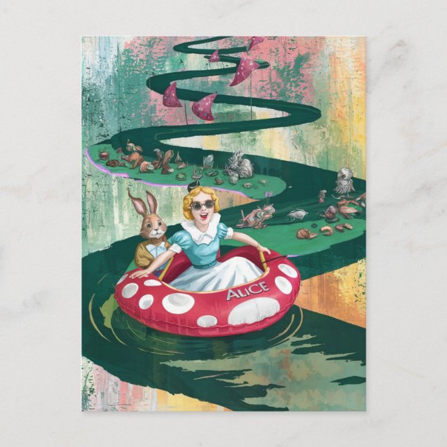 Carte Postale Alice et le collage rétro Rabbit (Devant)
