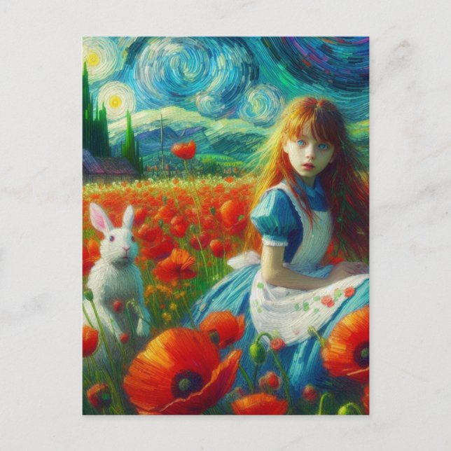 Carte Postale Alice et le lapin Entrer l'Imaginaire Oz Van Gogh (Devant)