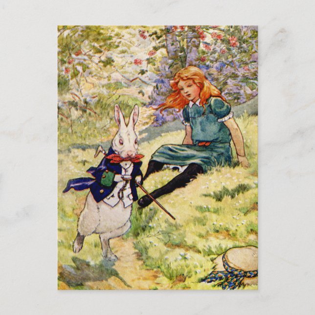 CARTE POSTALE ALICE ET LE RABBIT BLANC (Devant)