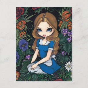 Carte postale "Alice et les fleurs"