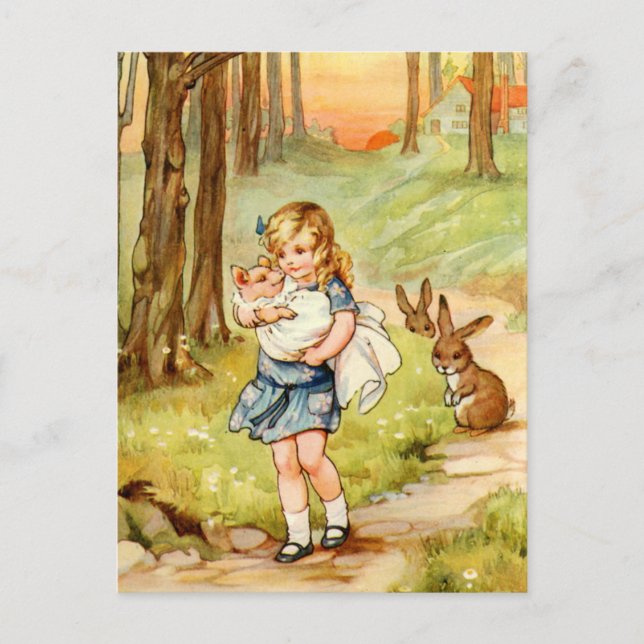 Carte Postale Alice et son bébé cochon au pays des merveilles (Devant)