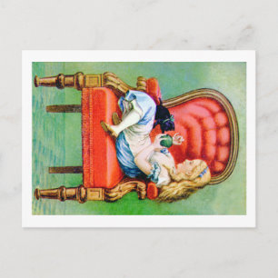 Carte Postale Alice & Her Cat Dinah dans la chaise Big Red Velve