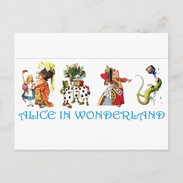 CARTE POSTALE ALICE IN WONDERLAND & AMIS (Devant)