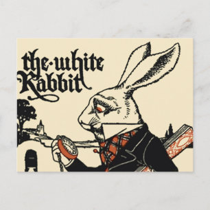 Carte Postale Alice Lapin Blanc Classique Wonderland 
