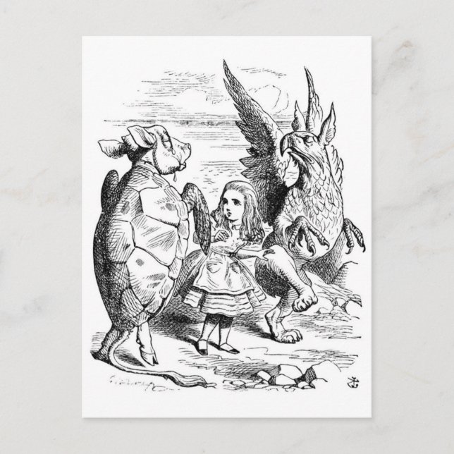 Carte Postale Alice, le Griffin et la Fausse Turtle Dance (Devant)