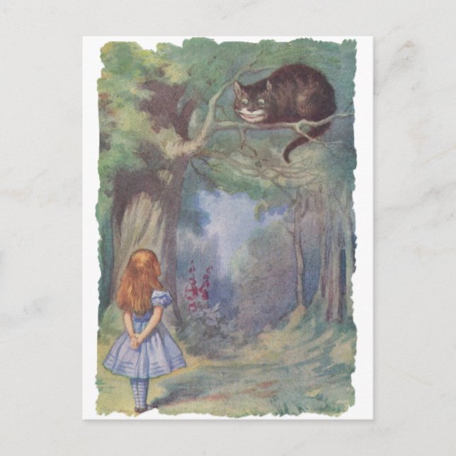 Carte Postale Alice rencontre Cheshire Cat (Devant)