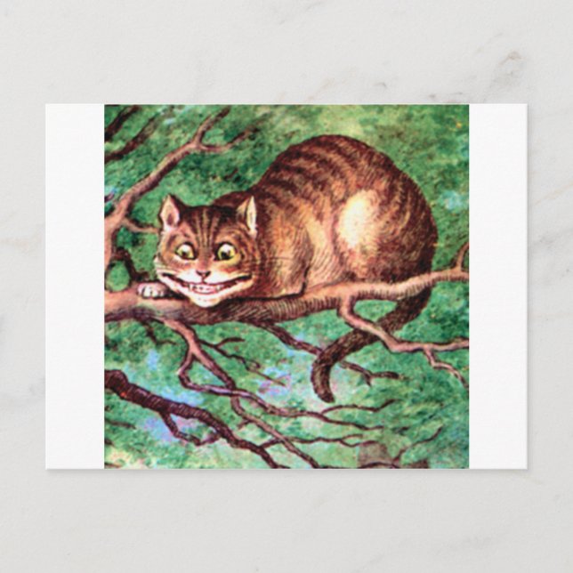 Carte Postale Alice rencontre le chat Cheshire au pays des merve (Devant)