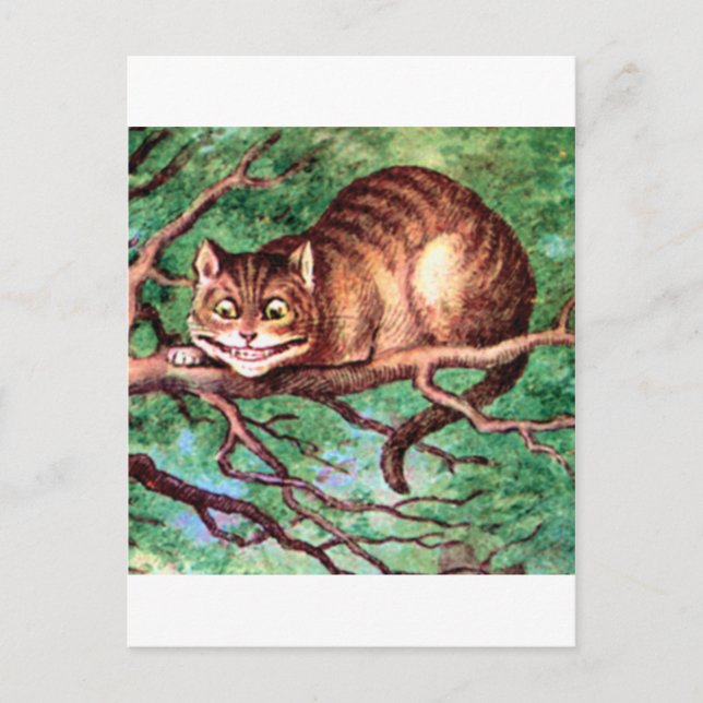 Carte Postale Alice rencontre le chat Cheshire au pays des merve (Devant)