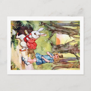 Carte Postale Alice suit le lapin blanc au pays des merveilles