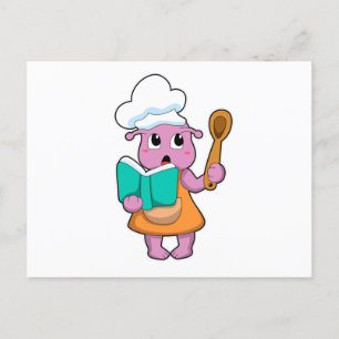Carte Postale Alien cuisinier avec livre de cuisine