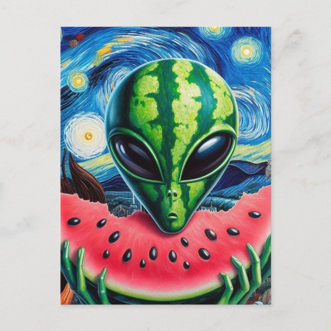 Carte Postale Alien de pastèque (Devant)