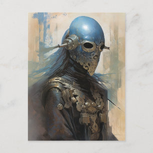 Carte Postale Alien de science-fiction portant un masque casque