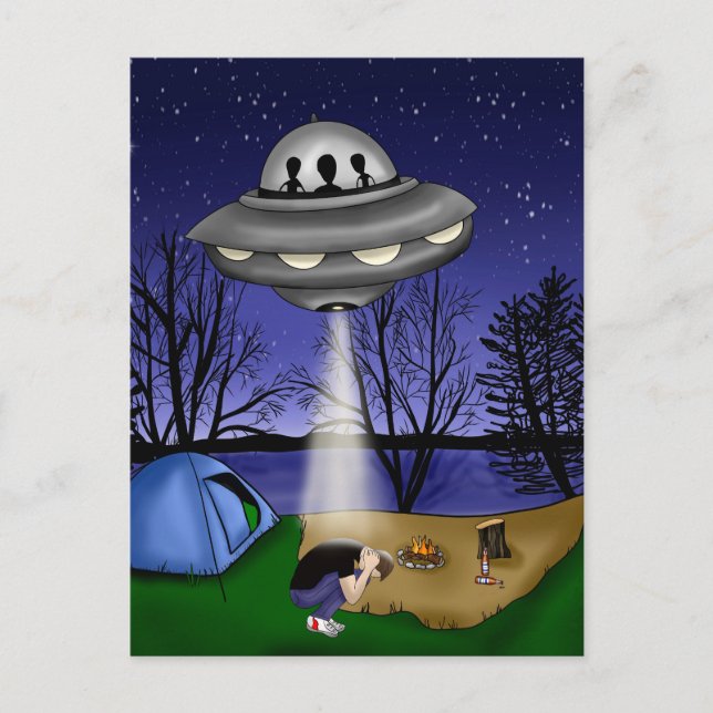 Carte Postale Alien d'enlèvement extra-terrestre (Devant)