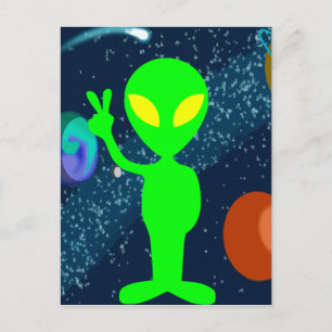 Carte Postale Alien d'espace vert de paix