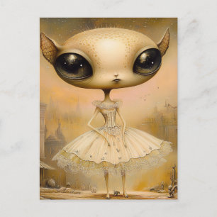 Carte Postale Alien en robe rose