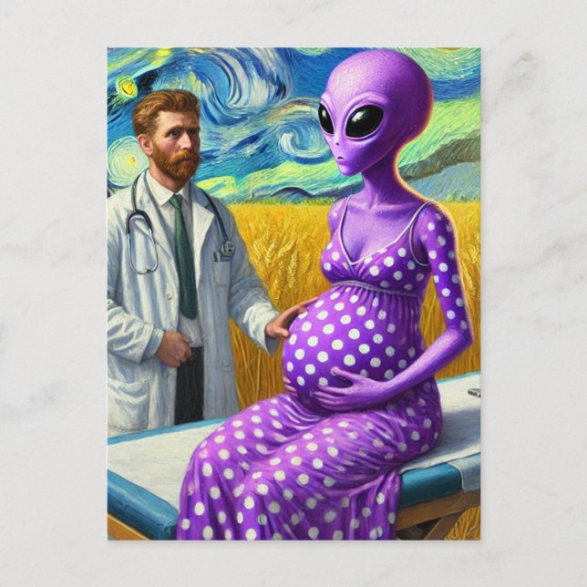 Carte Postale Alien enceinte dans un champ de blé Dr Van Gogh (Devant)