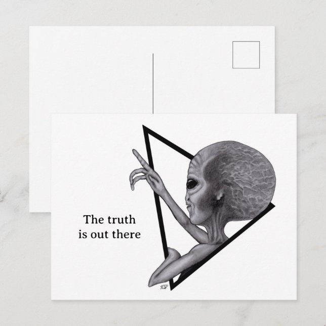 Carte Postale Alien Gris, la vérité est ailleurs (Devant / Derrière)
