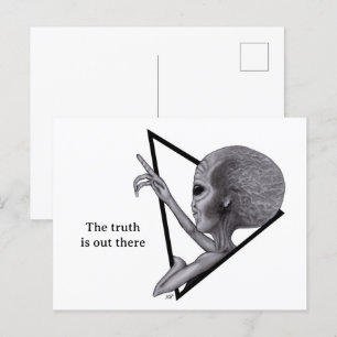 Carte Postale Alien gris, la vérité est là