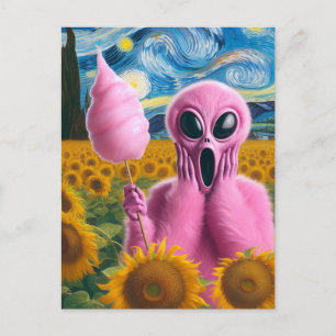 Carte Postale Alien hurlant tenant des bonbons de coton Tourneso