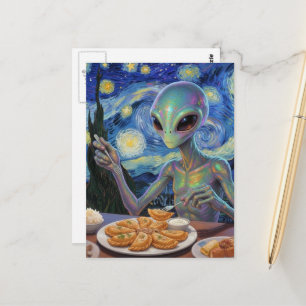 Carte Postale Alien mangeant des Perogies