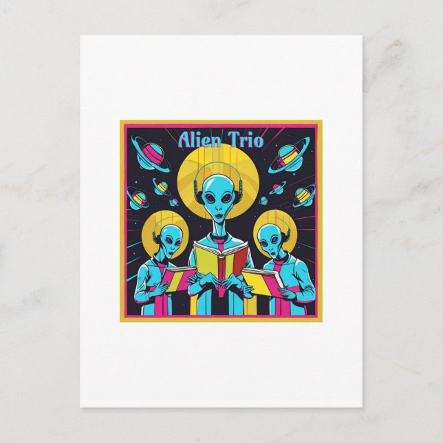 Carte Postale Alien Trio - Un Groupe De Trois Chanteurs Aliens (Devant)