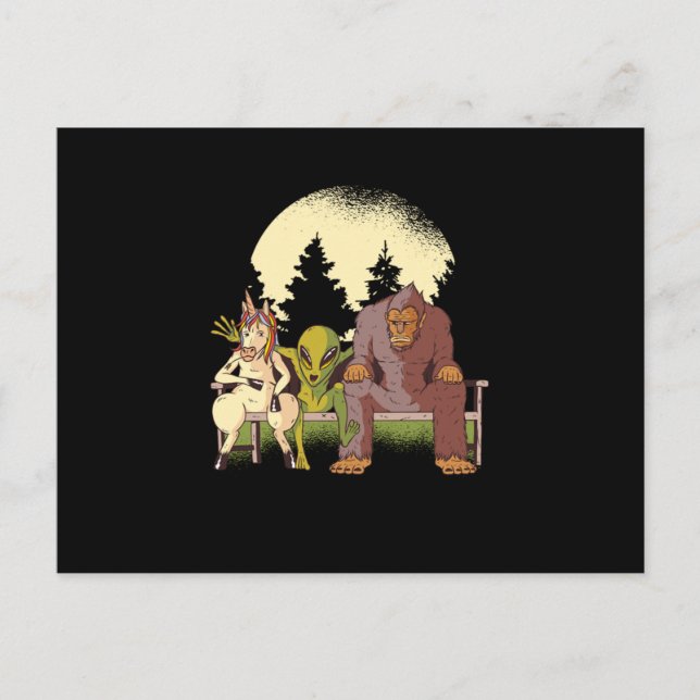 Carte Postale Alien Unicorn Bigfoot UFO Croyant Aliens Cadeau (Devant)