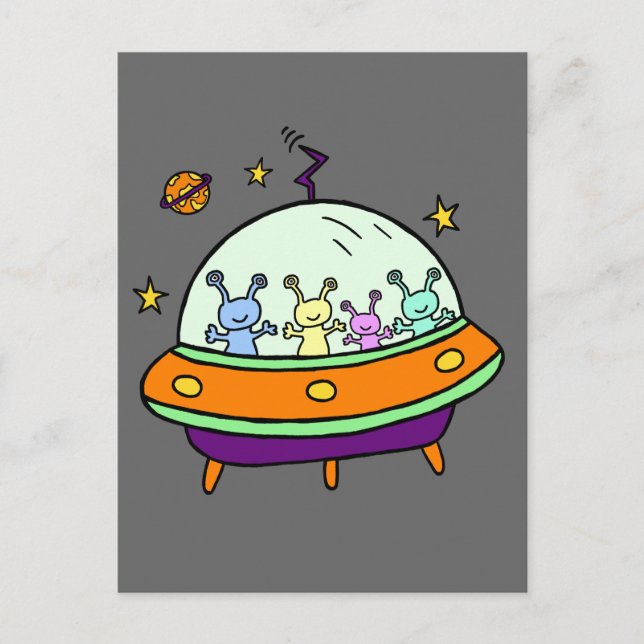Carte Postale Aliens amicaux (Devant)