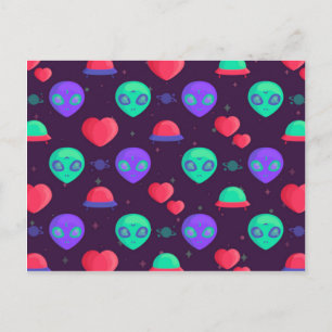 Carte Postale Aliens de Kawaii