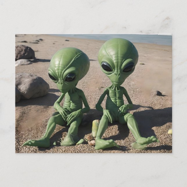 Carte Postale aliens sur la plage (Devant)