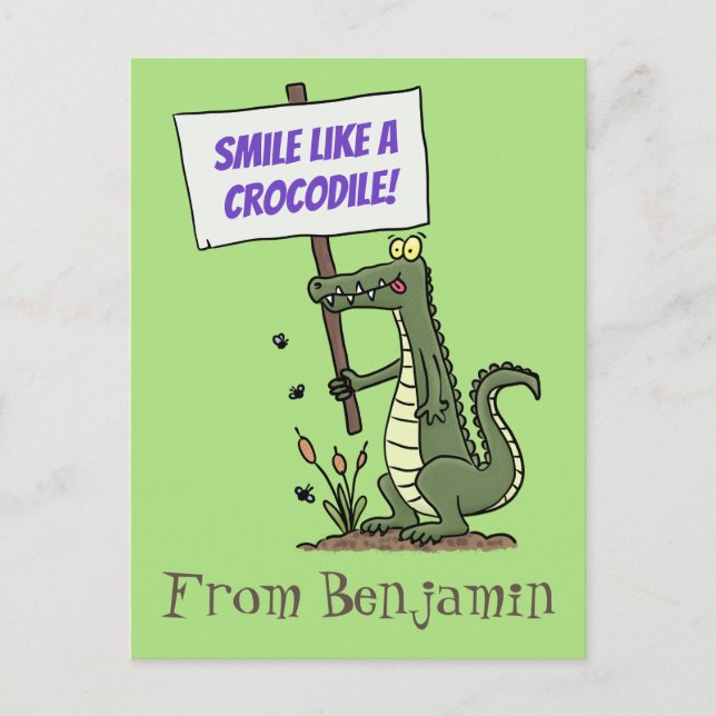 Carte Postale Aligator de crocodile drôle avec dessin animé (Devant)