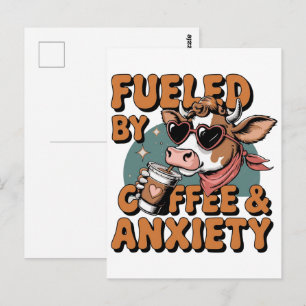 Carte Postale Alimenté par le Café et l'Anxiété – Drôle de Caféi