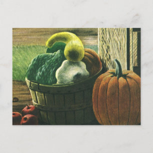 Carte Postale Aliments vintages, courge d'hiver, Citrouilles et