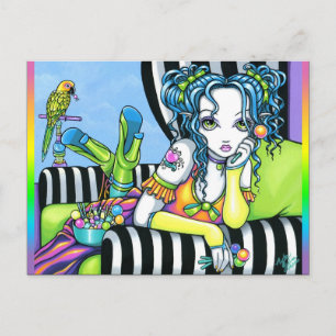Carte postale "Alisha" Candy Rainbow Parrot Fae Ar