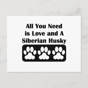Carte Postale All You Need is Love and A Siberian Husky