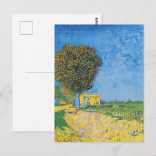 Carte Postale Allée ensoleillée vibrante & Maison jaune de Van G