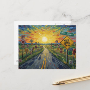Carte Postale Allée Joyeuse Voyage Rock and Roll ne finit jamais