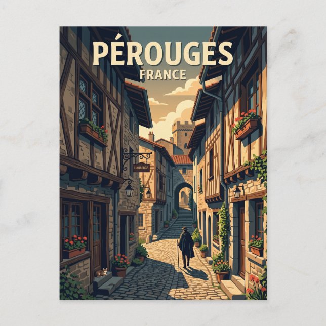 Carte Postale Allée médiévale de Pérouges France (Devant)
