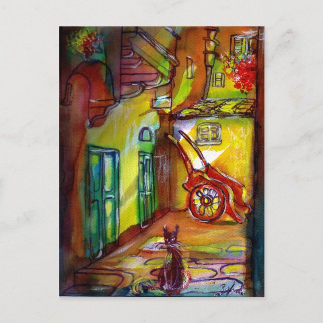 CARTE POSTALE ALLÉE MÉDIÉVALE EN NUIT À FLORENCE (Devant)